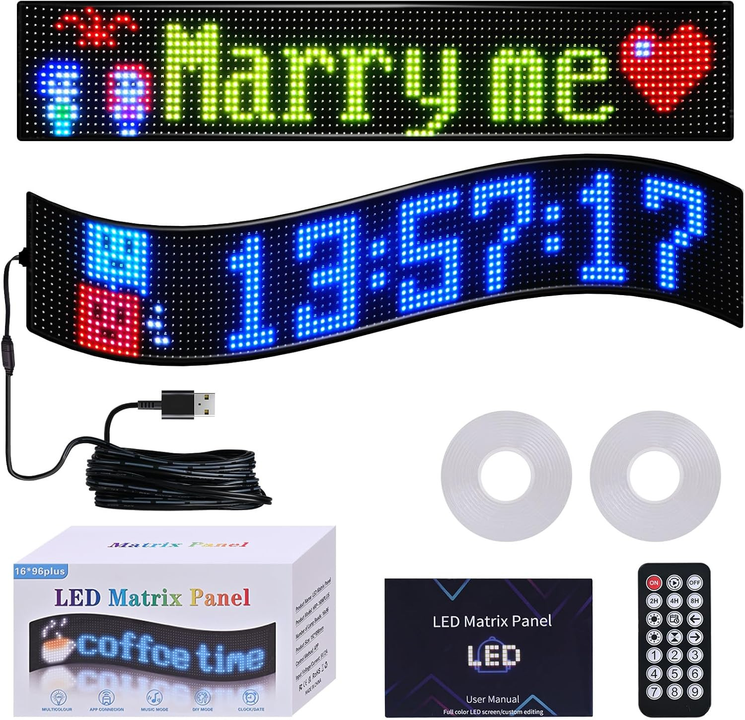 Large Programmable LED Scrolling Sign with App Control for Store Advertising