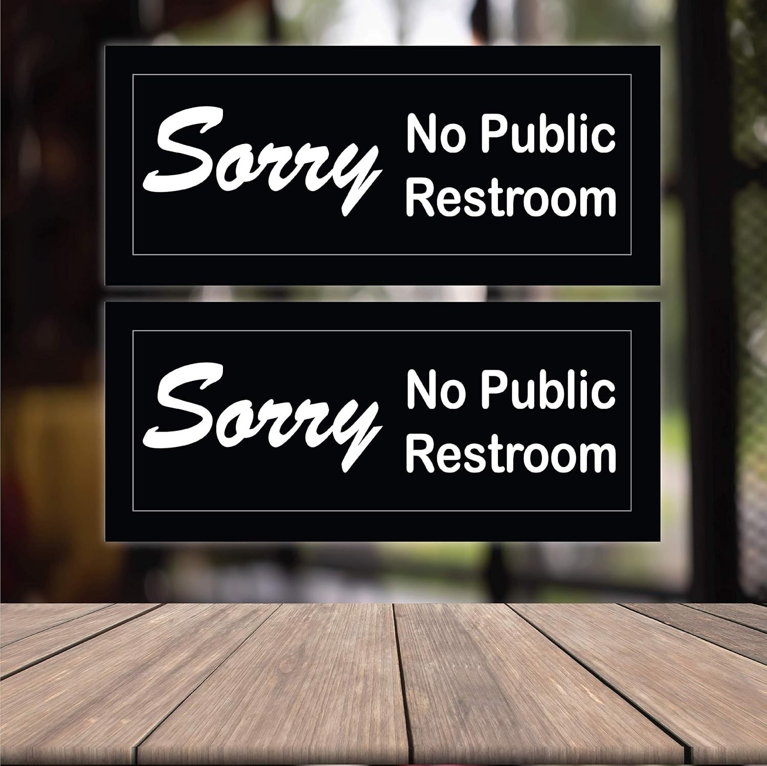 Professional 4 x 9 Inch No Public Restroom Sign Set for Business Use – 2 Pack