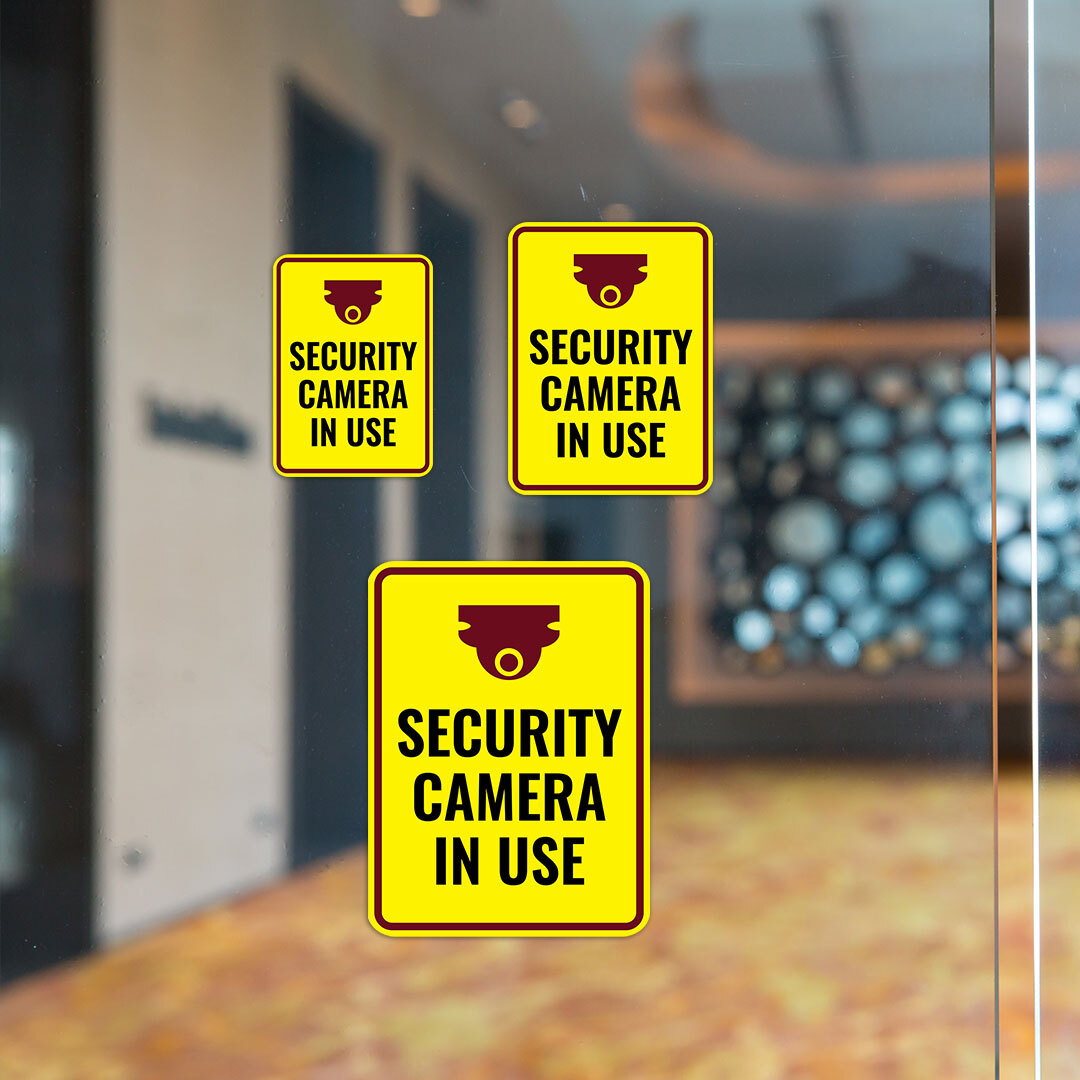 Portrait Round Plus Security Camera in Use Wall or Door Sign