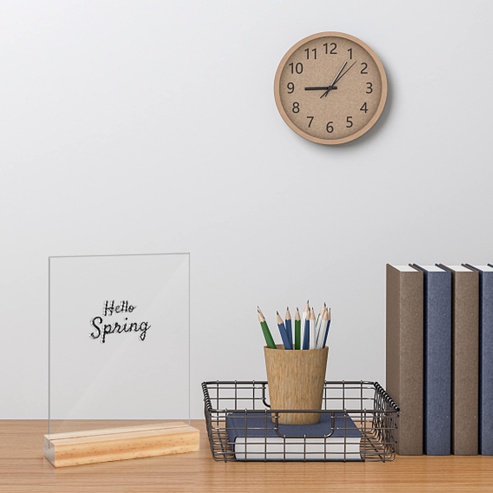 8 Pack Blank Clear Acrylic Table Displays With Wooden Stands 5×7 Inch Sign
