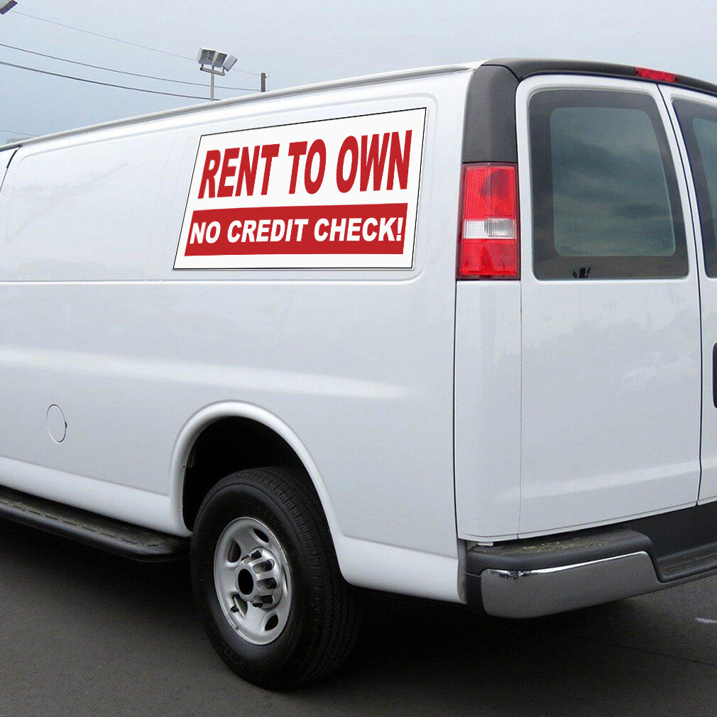 Car Magnet Set of 2 Rent to Own No Credit Check Car Advertising Industrial Sign