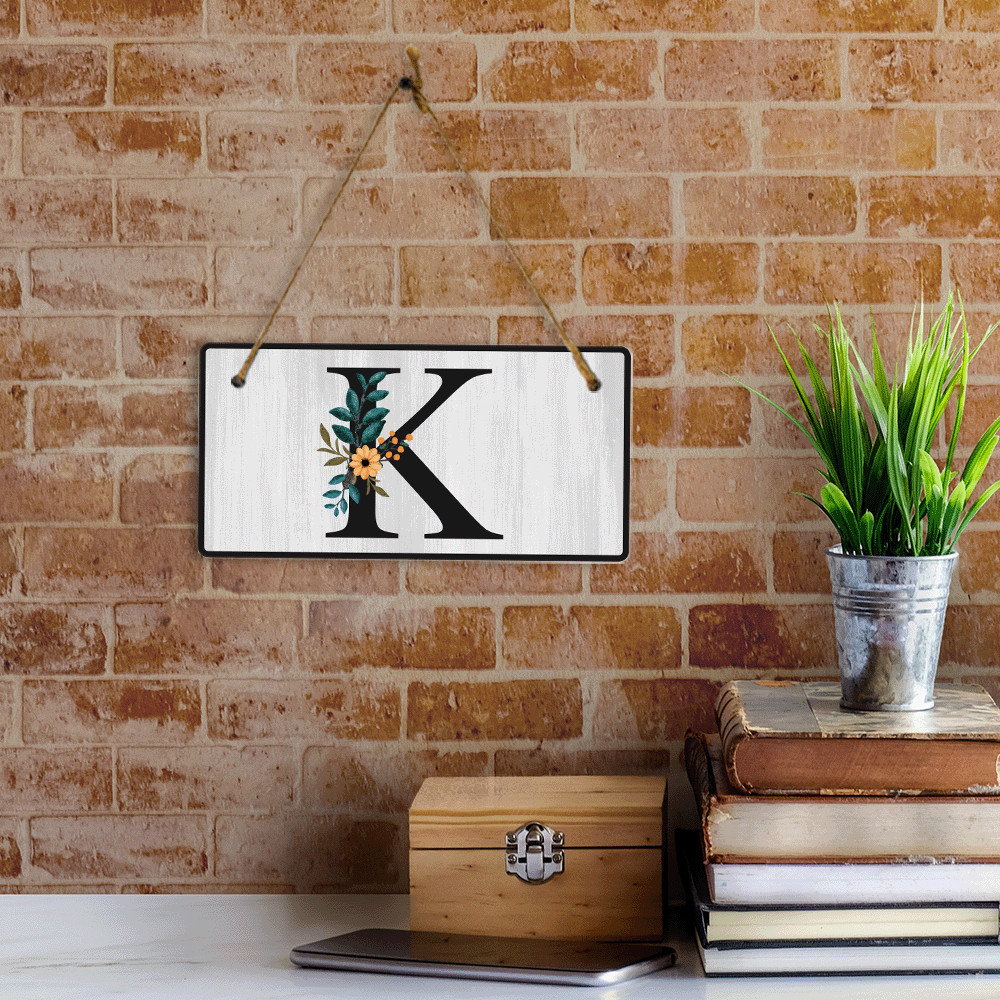 K Flower Decor 5×10 Hanging Wall or Door Sign | Alphabet Letter Room Decoration