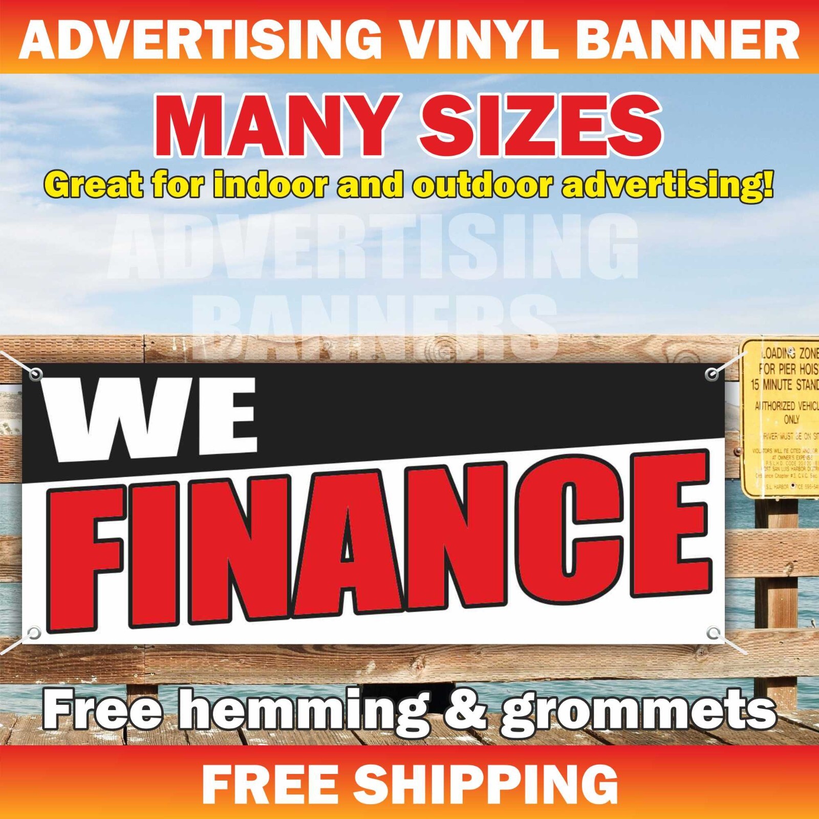 WE FINANCE Advertising Banner Vinyl Mesh Sign Pawn Shop Cash out Loan Credit