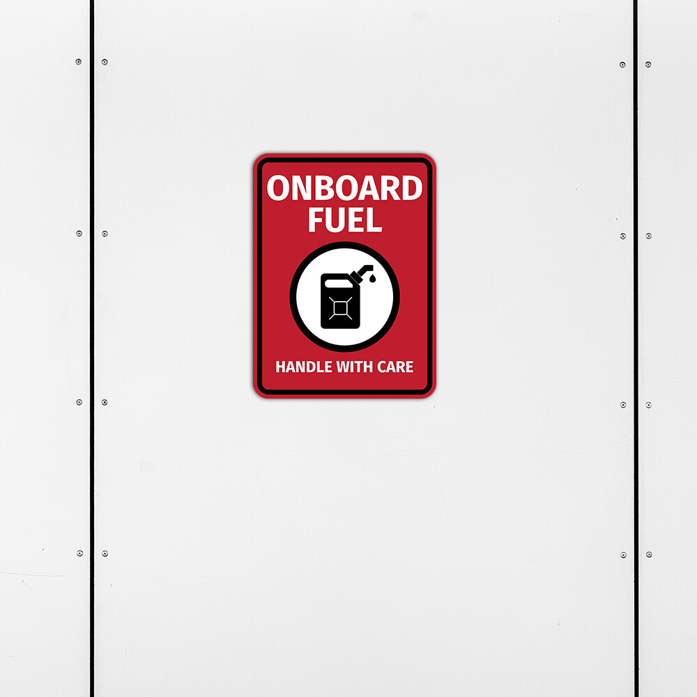Portrait Round Plus Onboard Fuel Handle With Care Door or Wall Sign | Boats