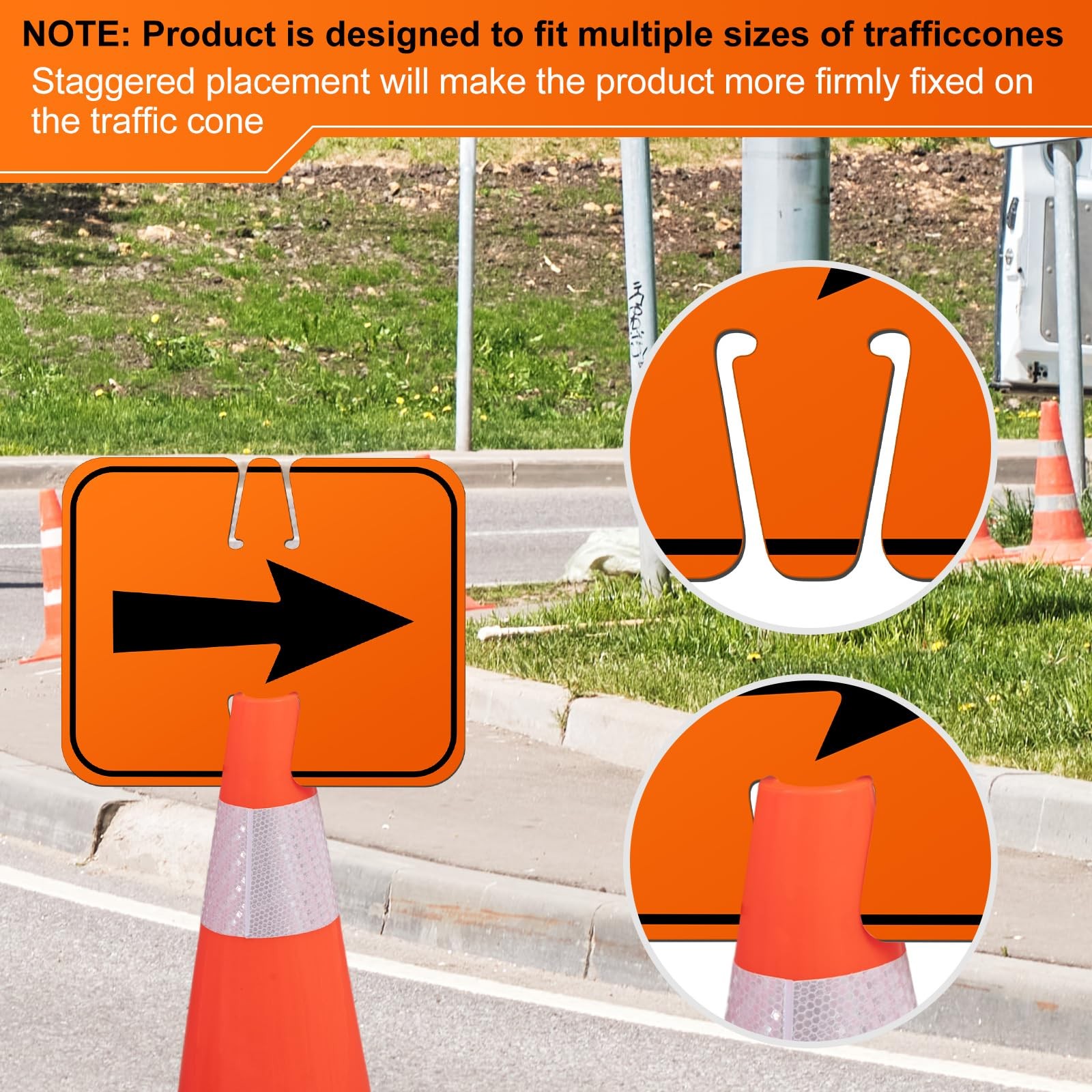 Geetery 6 Pcs Traffic Reversible Arrow Signs 12.6 X 10.4 Inch Orange Detour