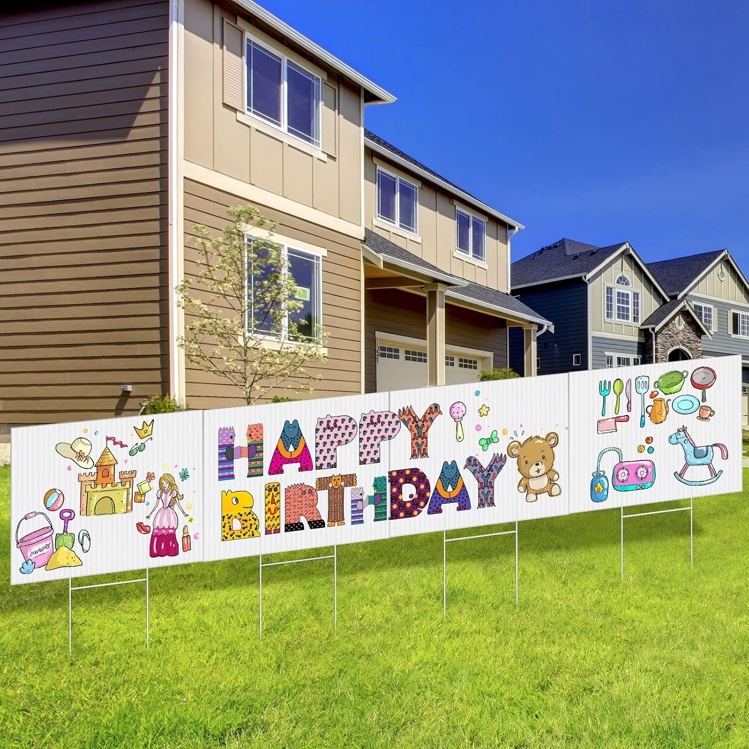 20 Pack Yard Signs with Stakes 16×12 Inch Double Sided Corrugated Plastic for…