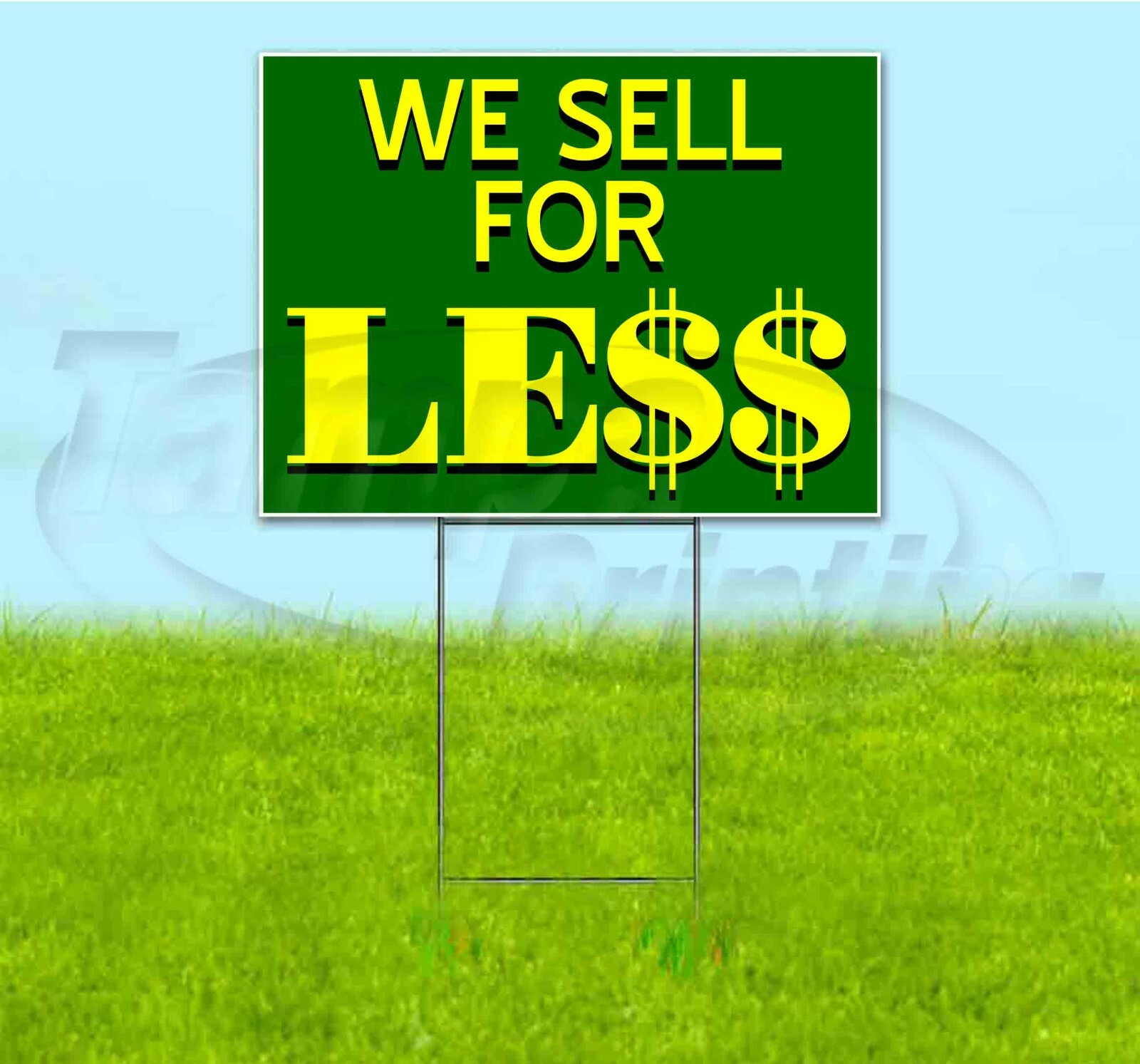 WE SELL FOR LESS 18×24 Yard Sign WITH STAKE Corrugated Bandit USA BUSINESS SALE