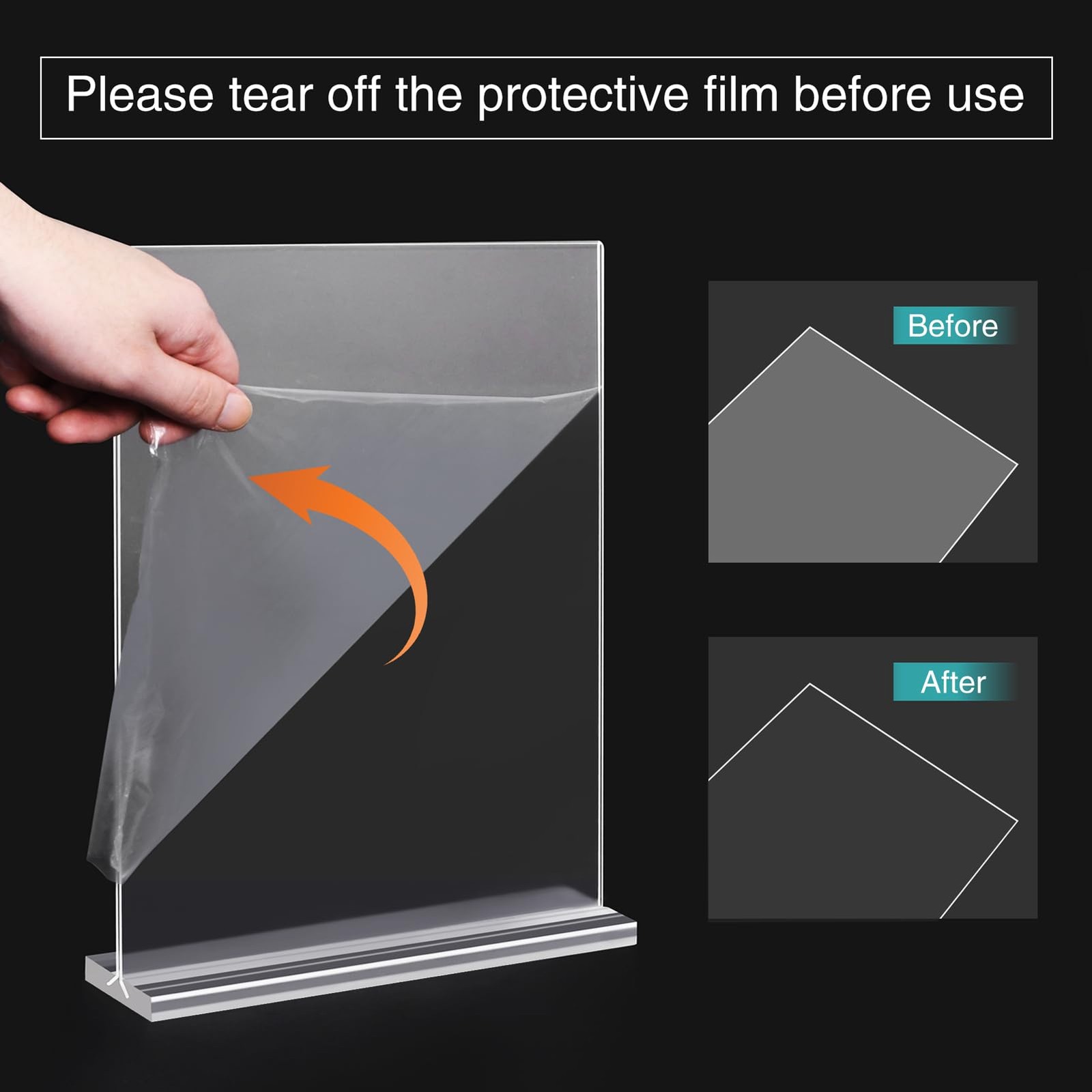 Relx 6 Pack Acrylic Sign Holder 8.5 x 11, Vertical T Shape Plastic 6pack