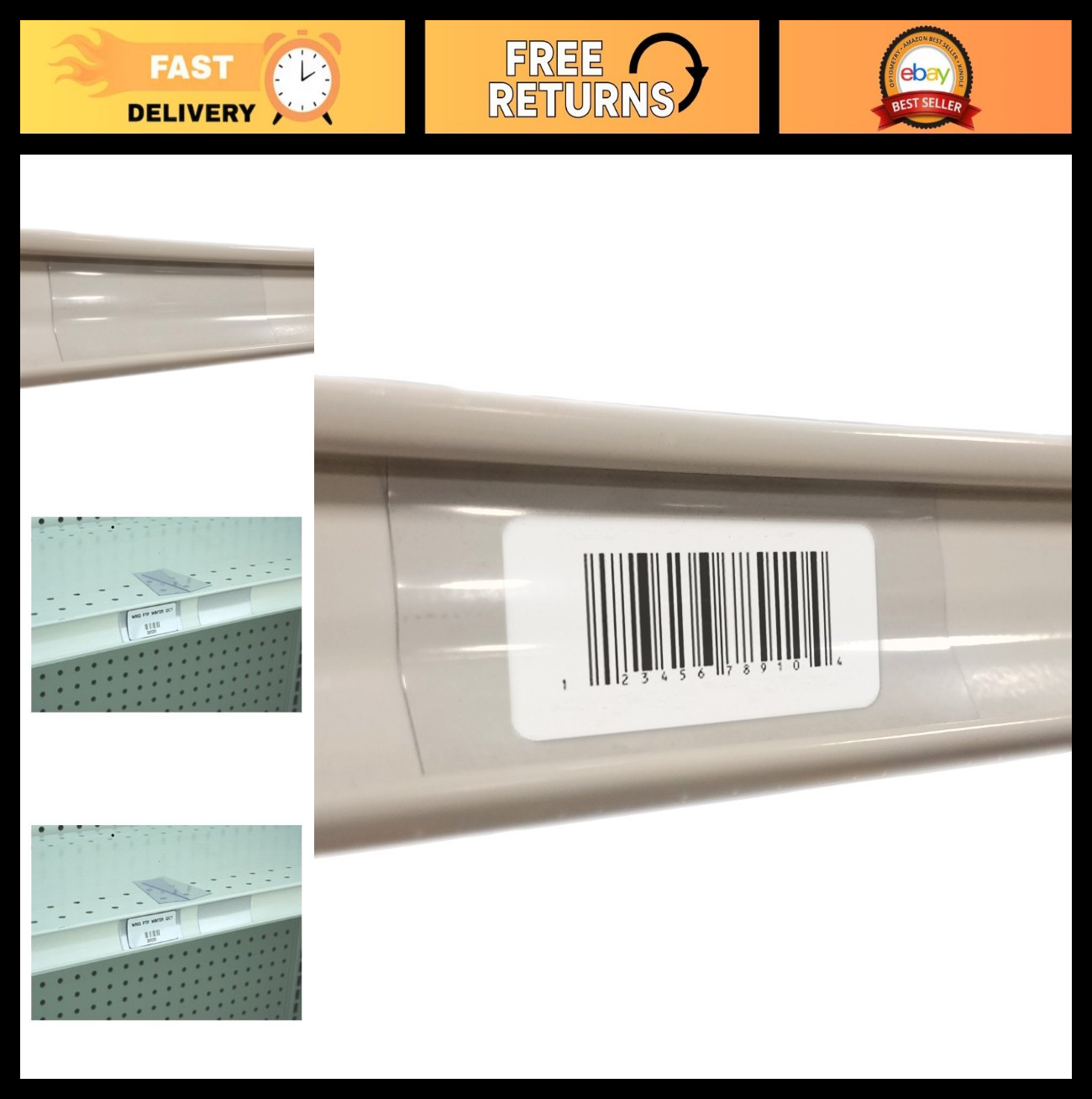 250 Clear Plastic Gondola Shelving Ticket Strips – 2.5&Prime; x 1.25&Prime; Insert Molding