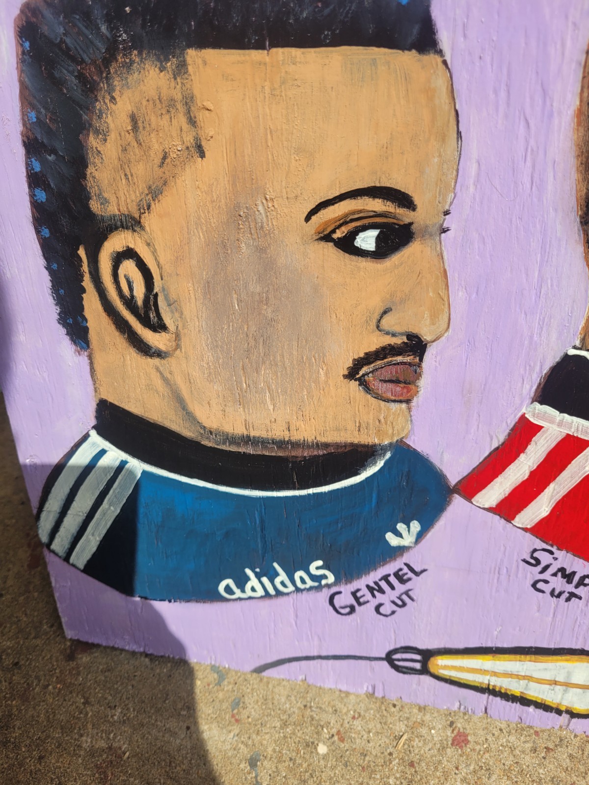 Barber Shop African Haircut Sign Advertising Painting On Wood Display Big 24×21