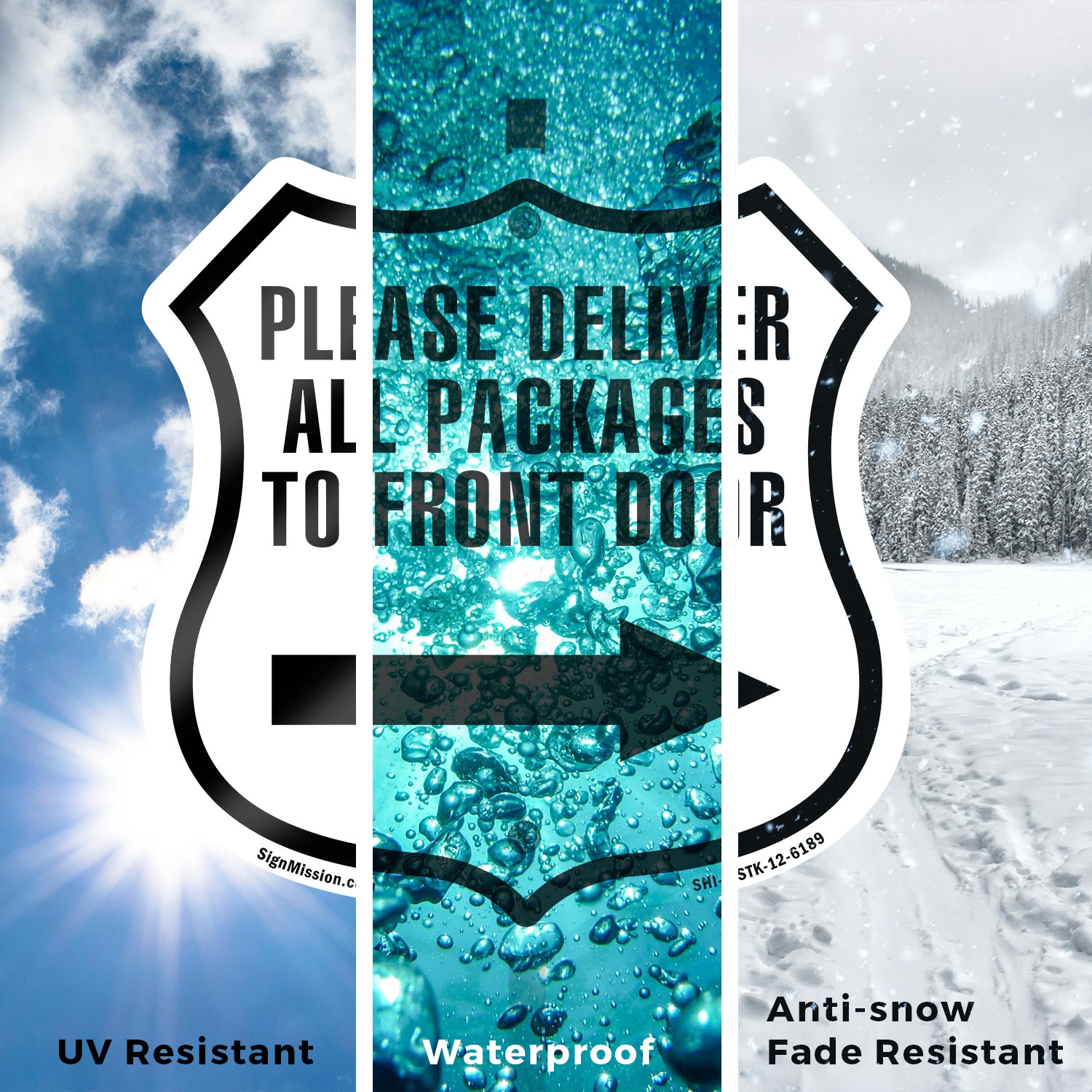 Please Deliver All Packages To Front Door Right Weather Shield Sign With Stake