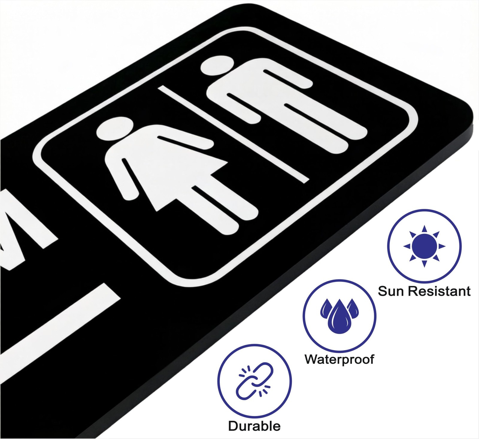 Double-Sided Restroom Sign W/ Arrow 12&Prime;x4&Prime; Premium Frosted Acrylic Black