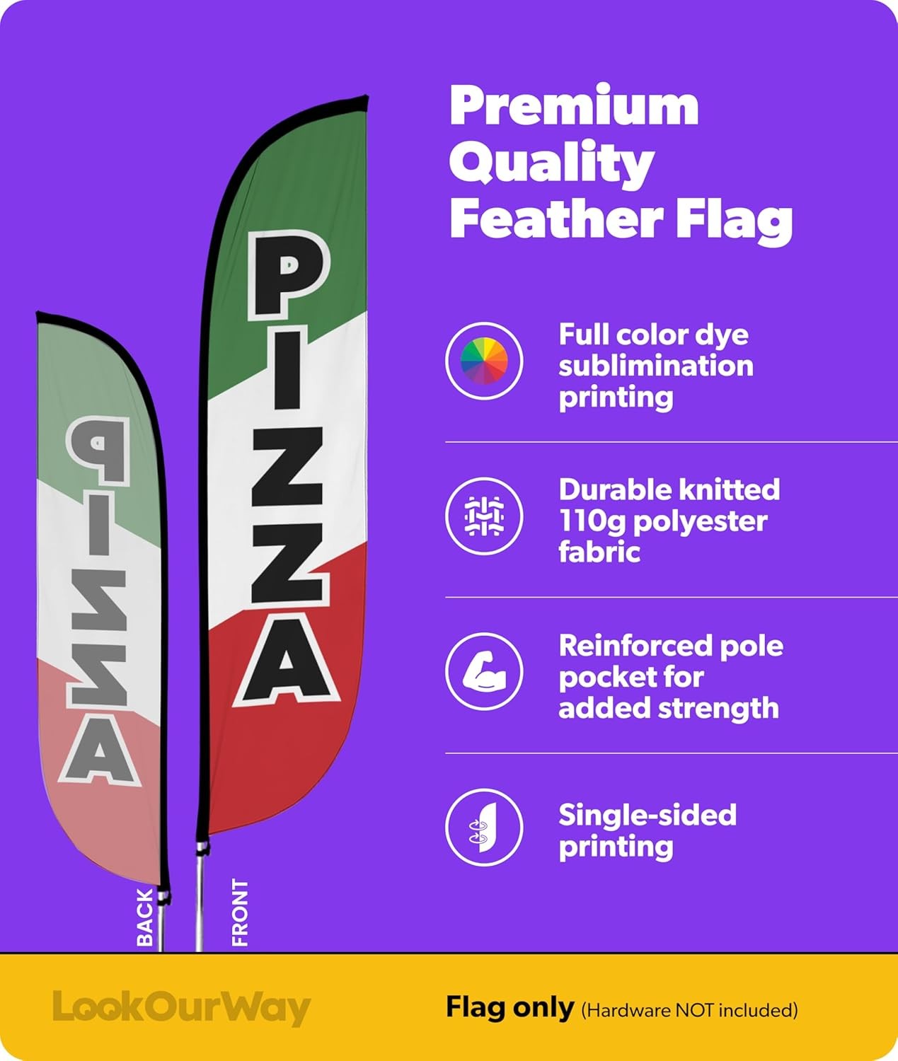 LookOurWay Feather Flag Banner – 12 Feet Tall Advertising Flags for Outdoor Busi