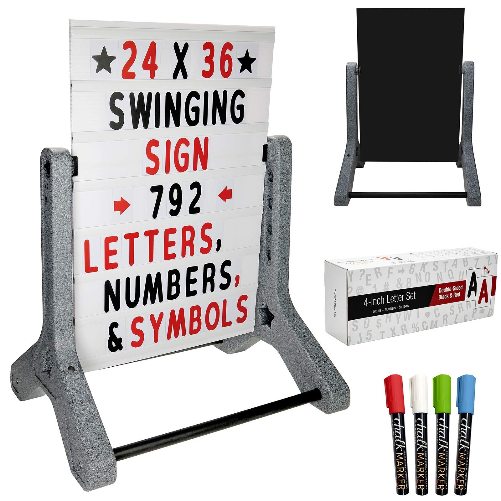 EXCELLO GLOBAL PRODUCTS, Swinging Changeable Message Sidewalk Sign: 24&Prime; x 36&Prime;…