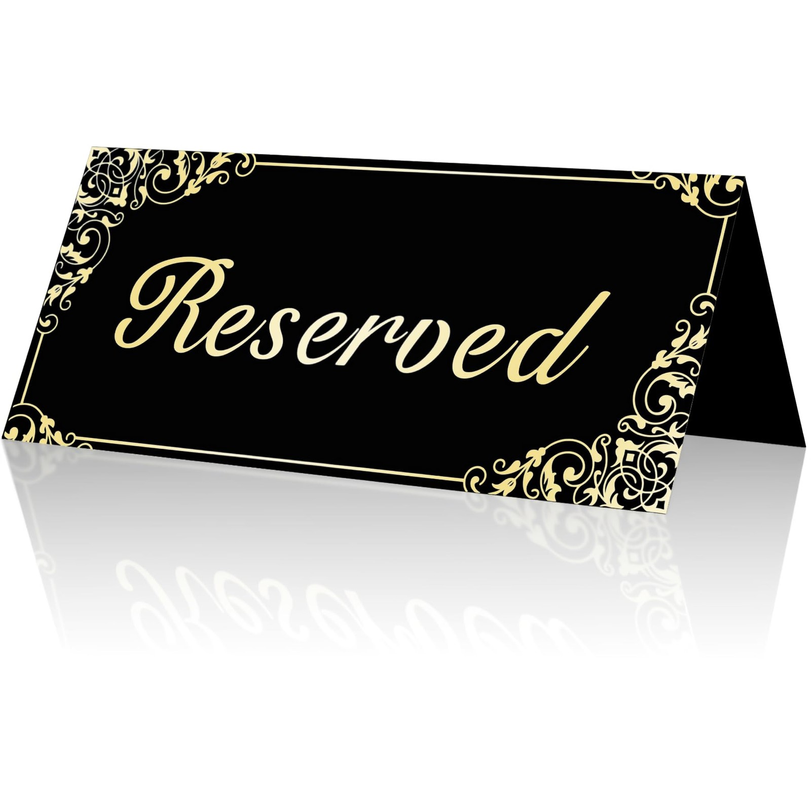 18 PCS Gold Reserved Table Signs for Wedding Double Sided Black Paper Tent