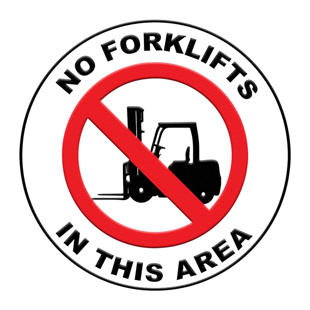 Floor Decals No Forklifts in This Area Red Black Anti-Slip Round Shape Lifestyle