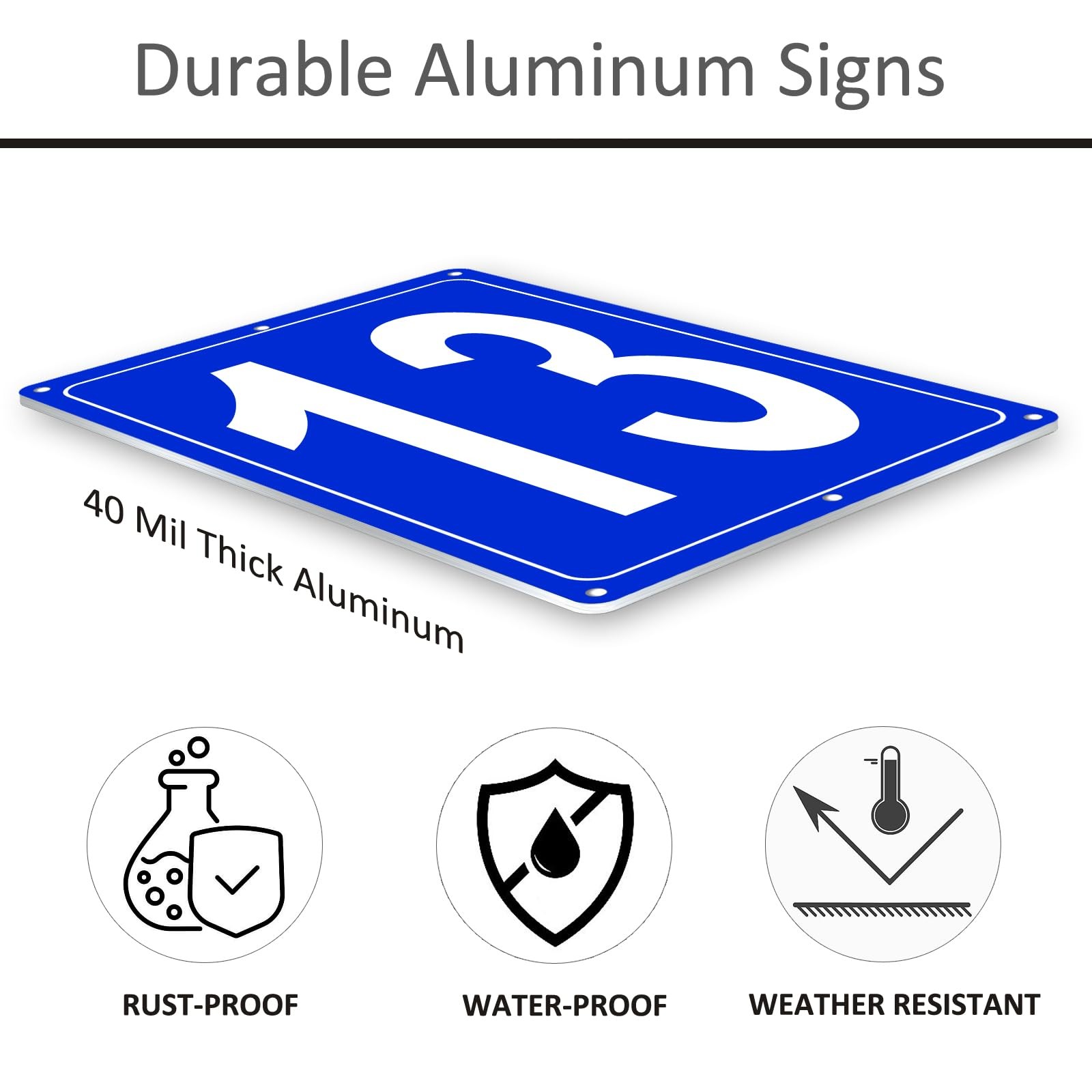 Numbered Sign 13 Aluminum Tennis Court Parking Lots 12×8 Inch Weatherproof