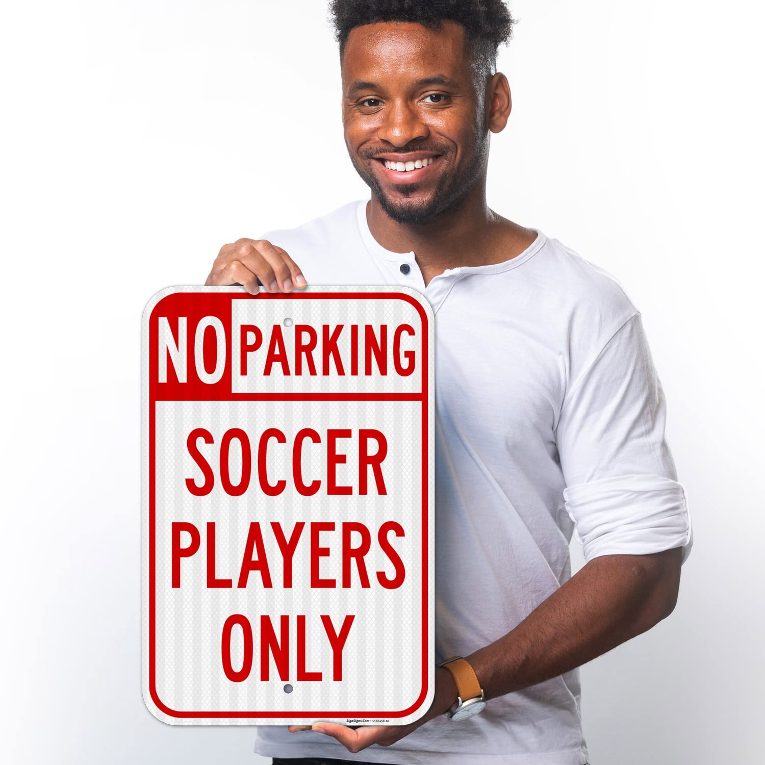 No Parking Soccer Players Only Sign, 12×18 Inches, 3M EGP Reflective .063 Alu…