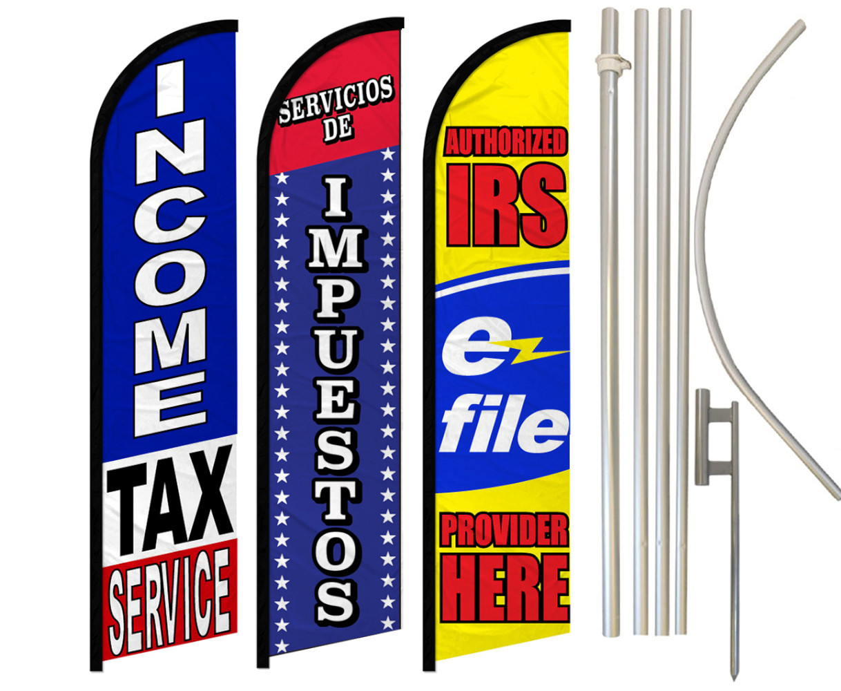 Tax Services Full Curve Windless Swooper Flag Pole Kit Tax Filing