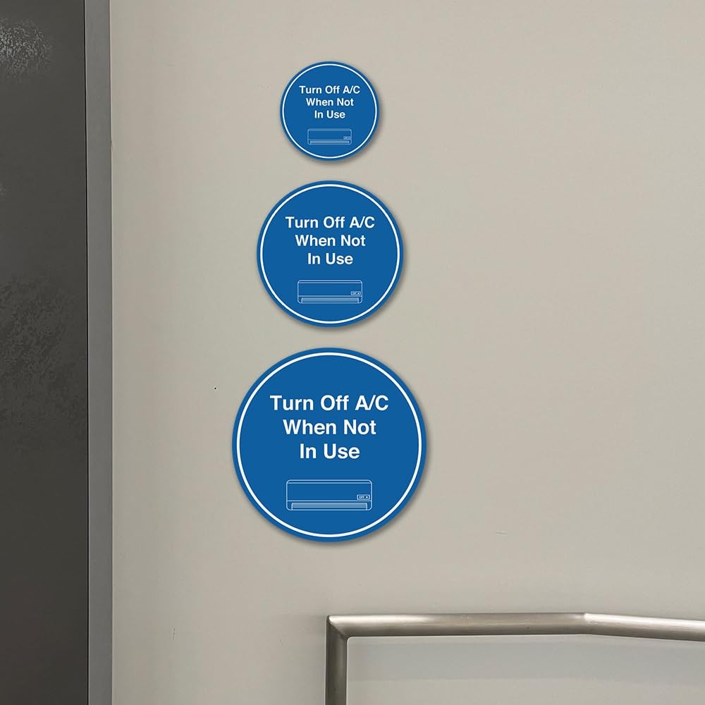 Turn Off AC When Not In Use Sign Black Gold Small Wall Door Sign 1 Pack