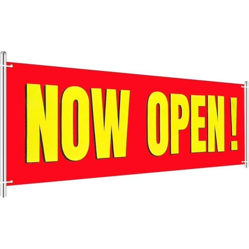 Large Now Open Sign Banner Durable Oxford Cloth Store Front Decor Gift New