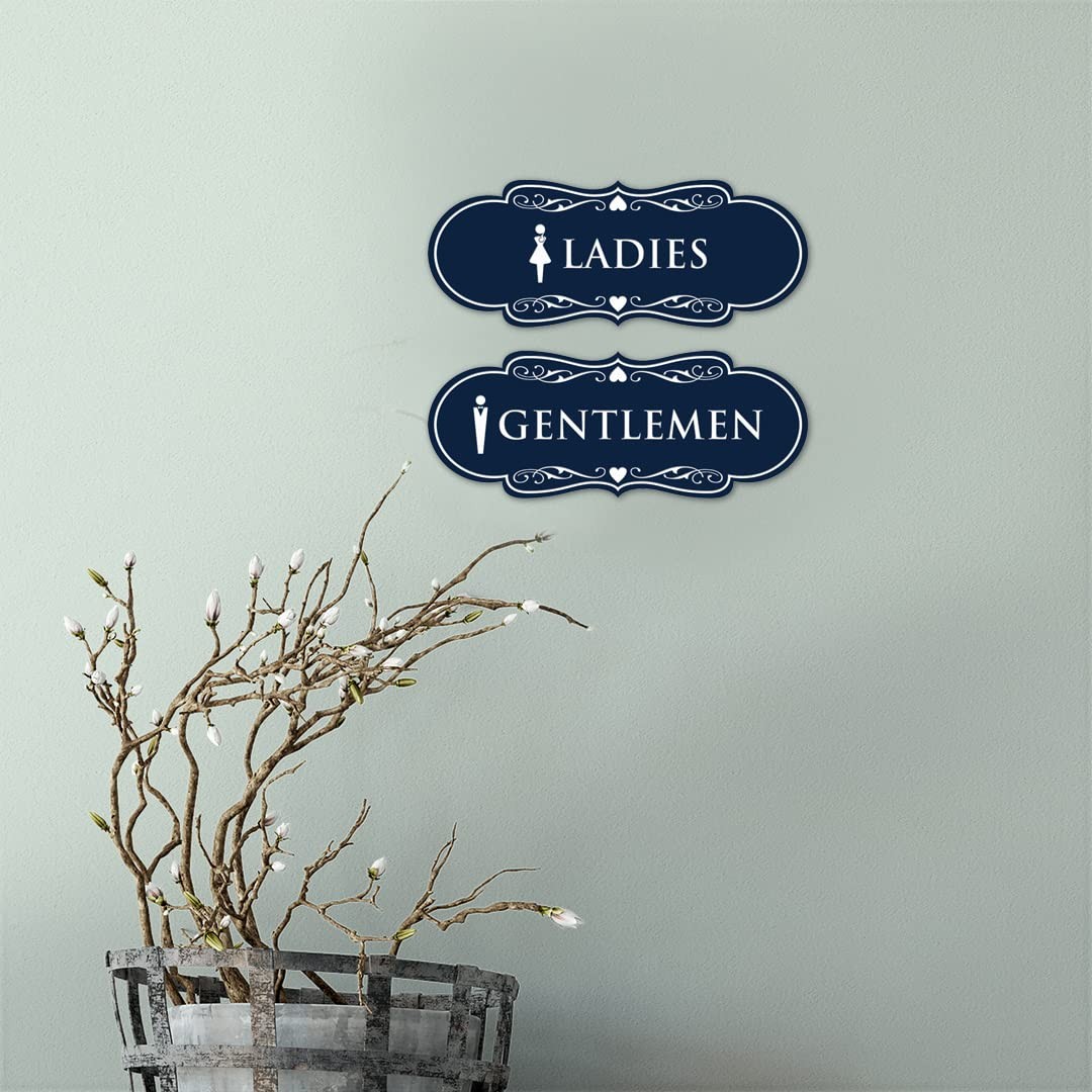 Designer Ladies and Gentlemen Figurines Restroom Signs Set of 2 Black Gold – …