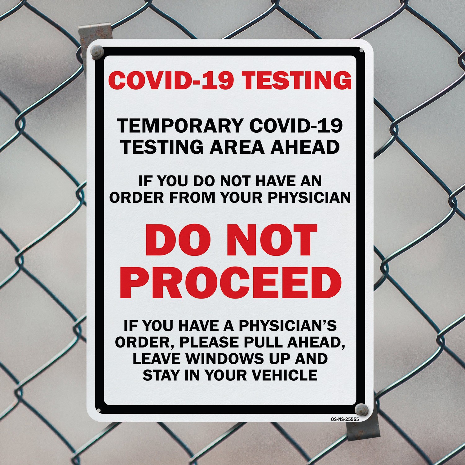 COVID-19 Testing Area Ahead Do Not Proceed Public Safety Sign, Decal 5/10 Pack