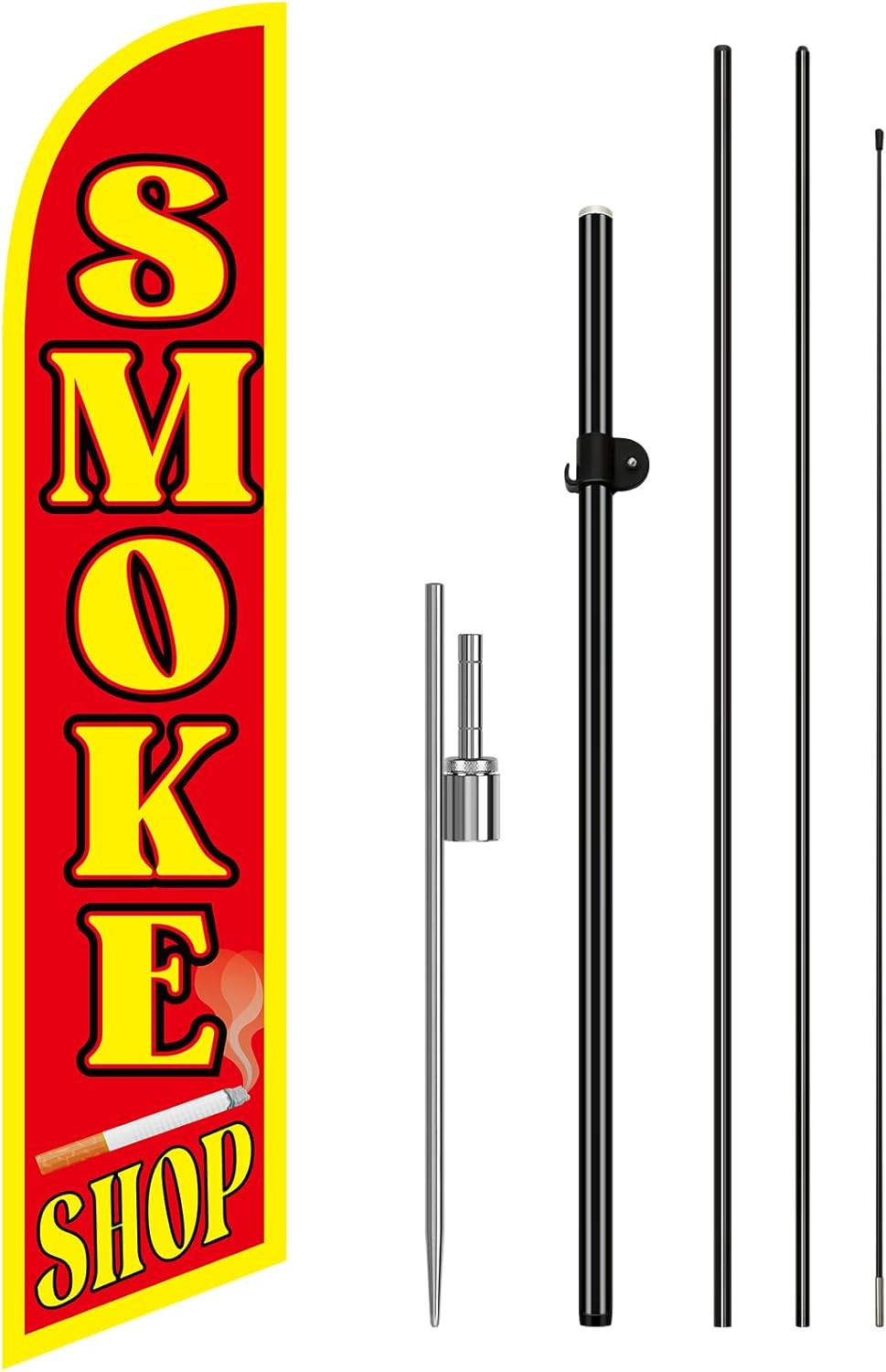 15ft Feather Banner Sign with Fiberglass Pole & Ground Spike for Outdoor Use