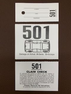 3 Part Valet Parking Tickets (1000 Tickets) on 110lb Card Stock 1000, White
