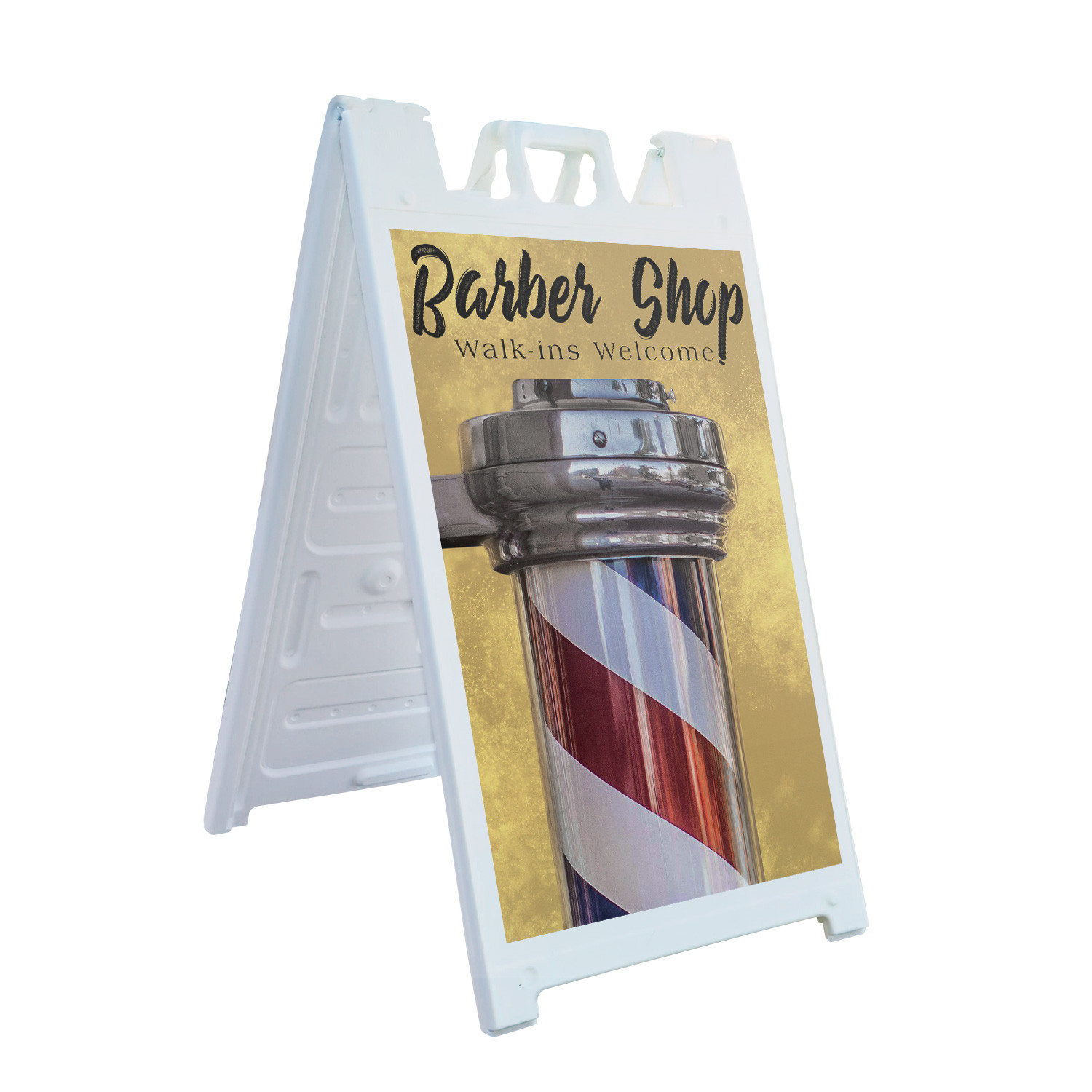 Barber Shop Walk Ins Welcome Heavy Duty A-Frame Sidewalk Sign Hair Services Open
