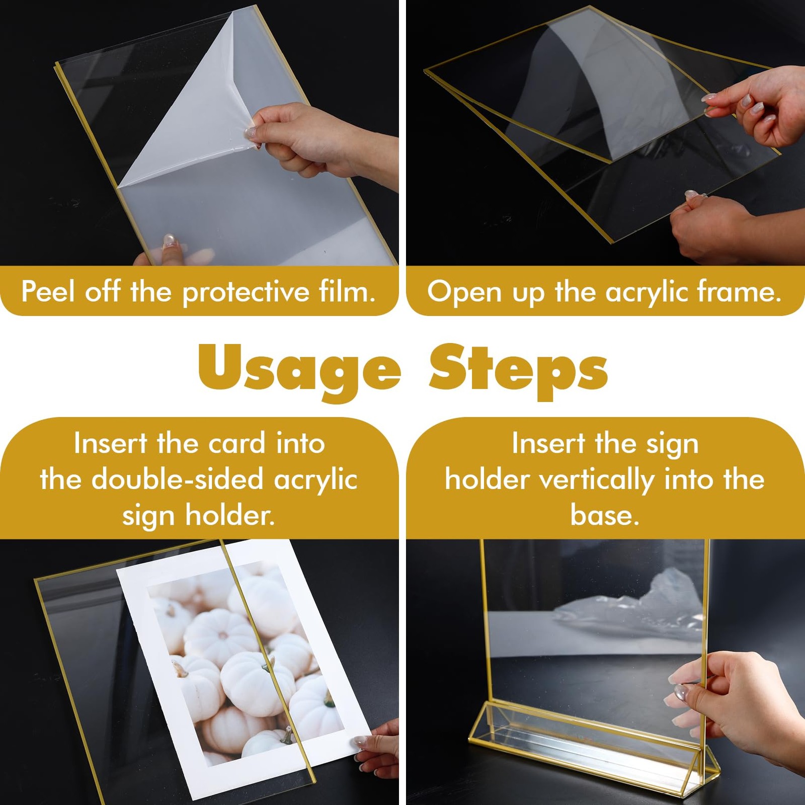 Loccmat Acrylic Sign Holder 8.5X11,Double Sided Gold 8.5×11 inches, clear