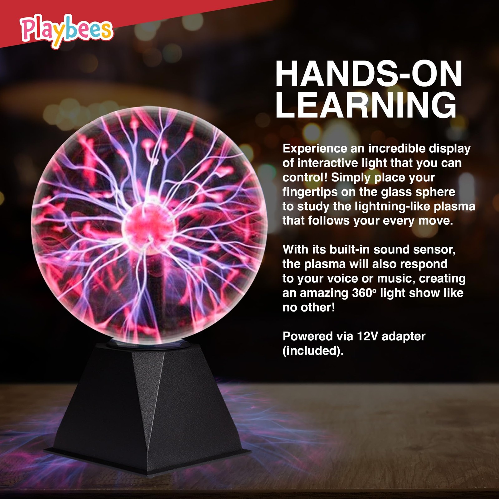 Playbees Red Plasma Ball – 7 Inch – Tesla Coil Bulb Static 7 inches,