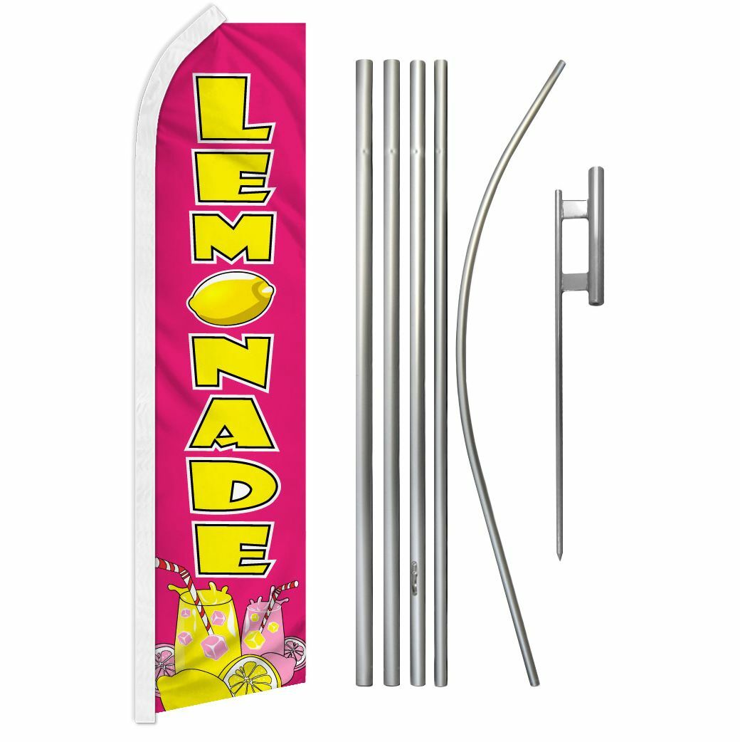 « LEMONADE » Advertising Super Flag & Pole Kit lemon beverage drink