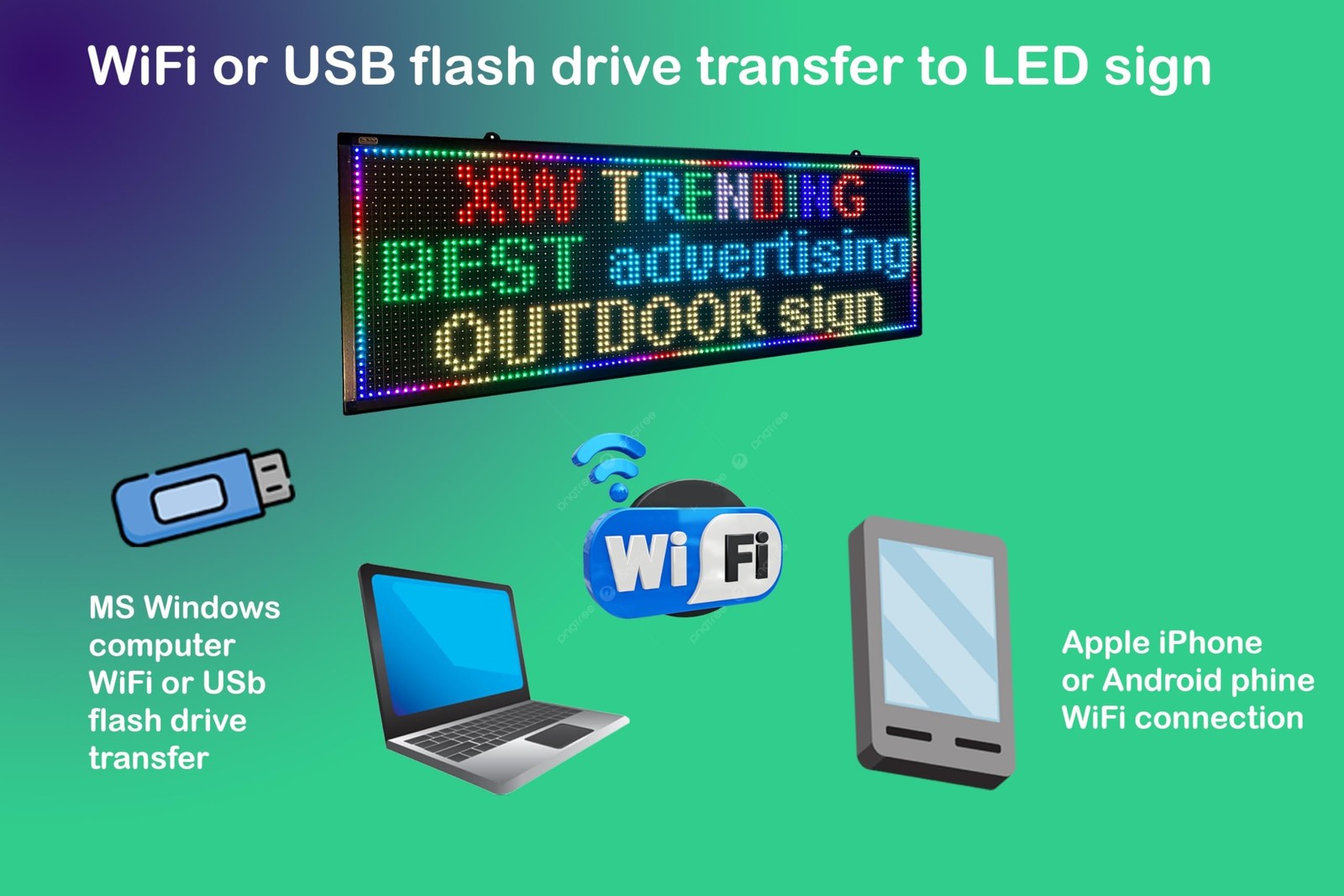 LED sign, scrolling sign 40&Prime; x 14&Prime;, WiFi perfect tool for advertising, color …