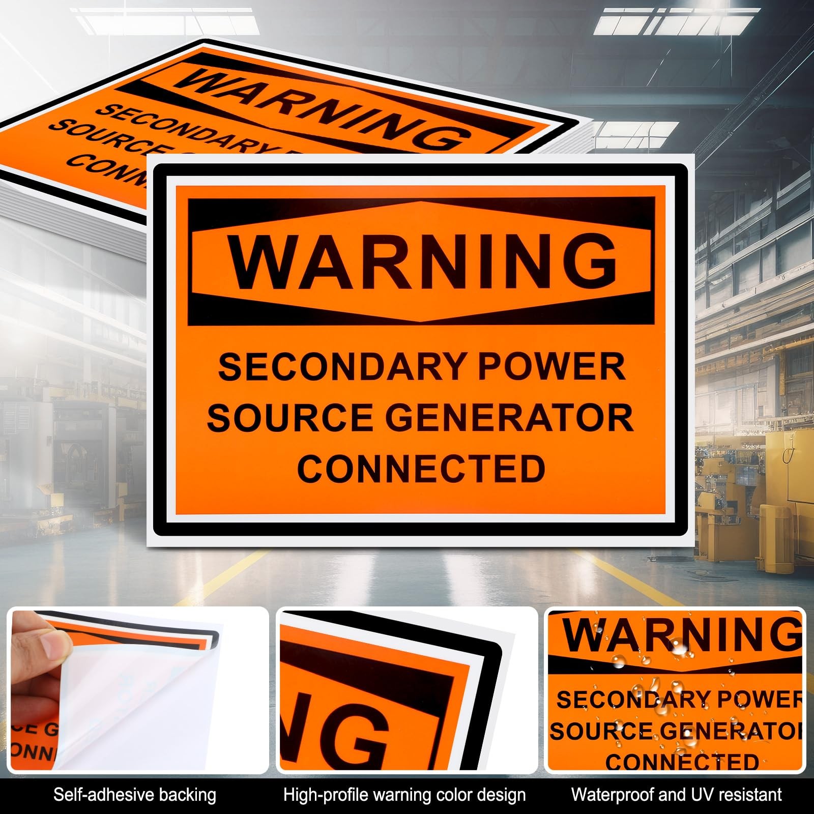10 Pcs WARNING Secondary Power Source Generator Connected Safety Decal Label …