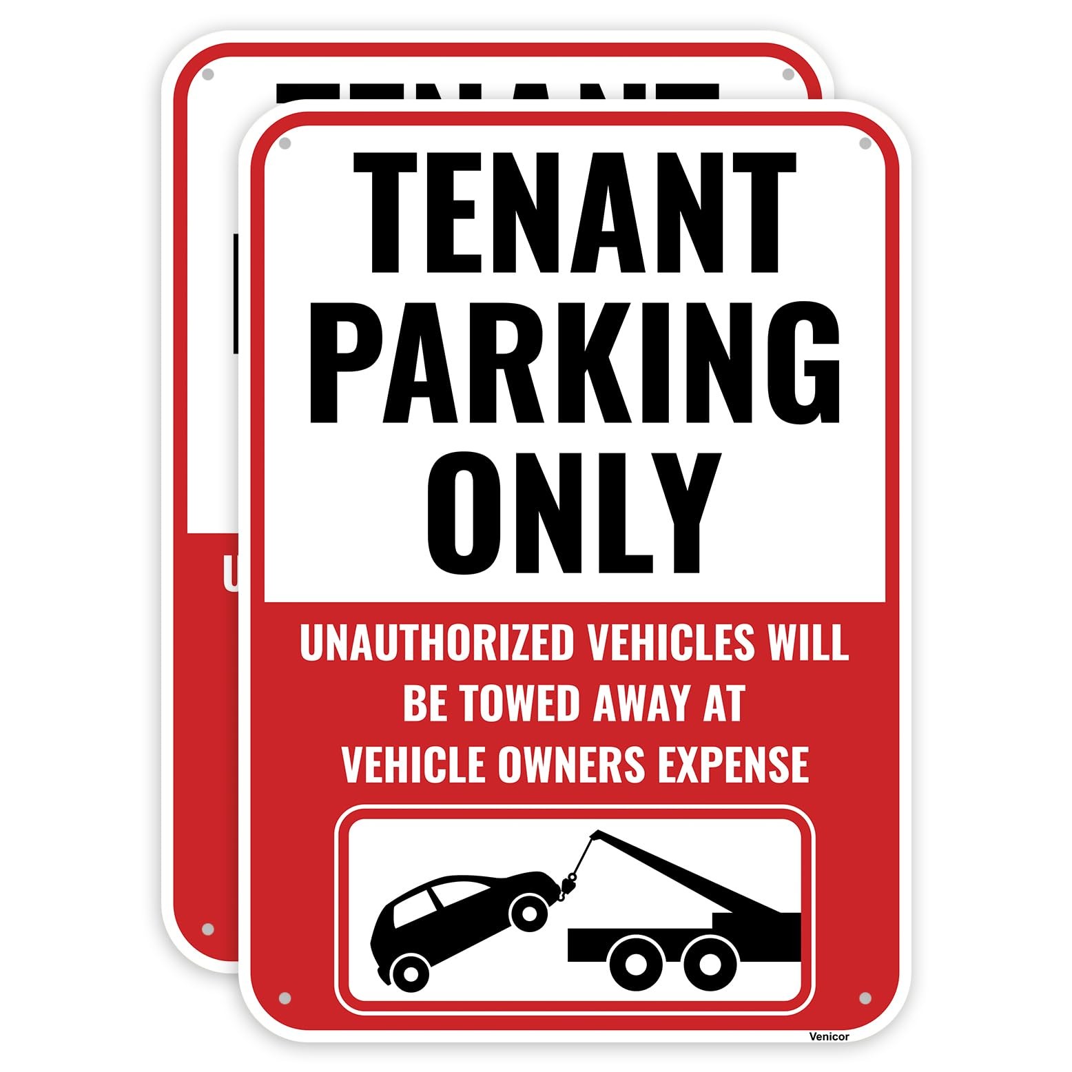 2 PCS 14×10 Inch Aluminum Tenant Resident Parking Only Sign Metal Warning