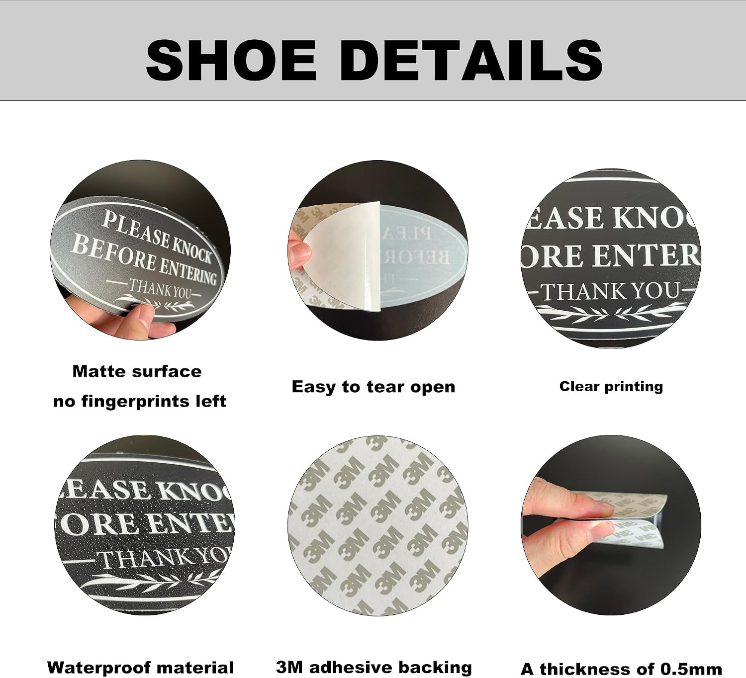 Please Knock Sign for Door, UV Resistant Self Adhesive Vinyl Please Knock
