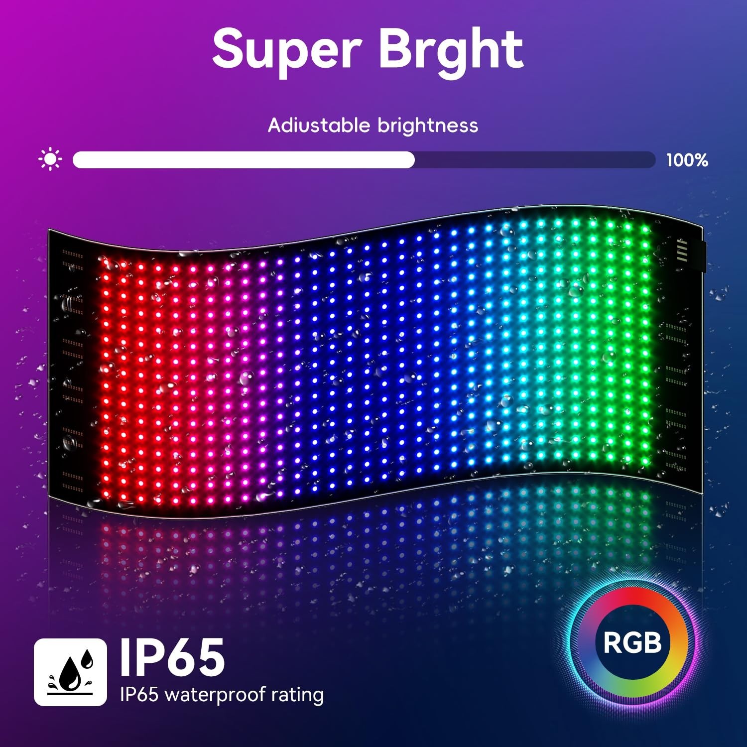 Programmable LED Car Sign – Front Windshield Light | Bluetooth Custom Text & Ani