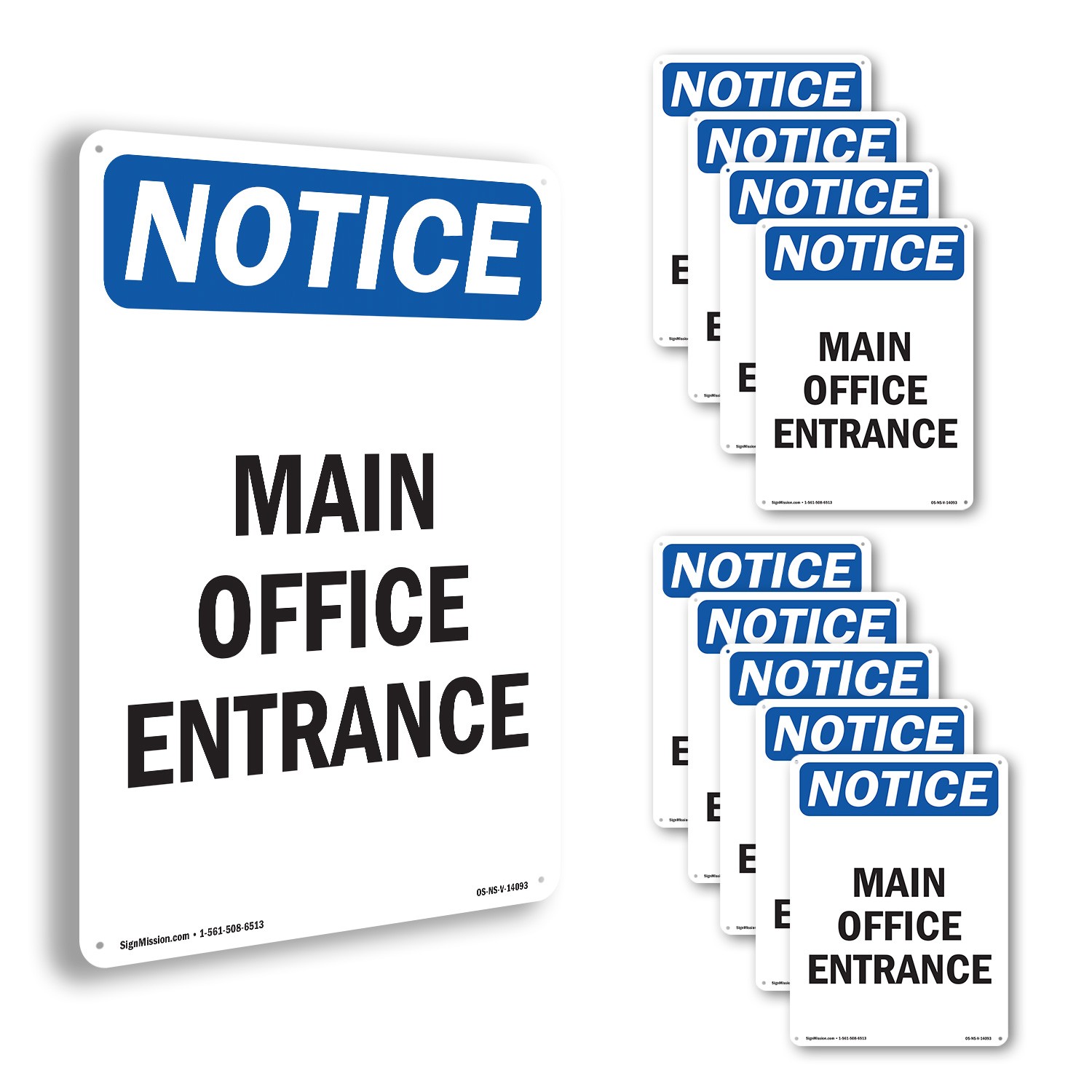 Main Office Entrance OSHA Notice Sign Metal, Plastic, Or Decal – 5 or 10 Pack