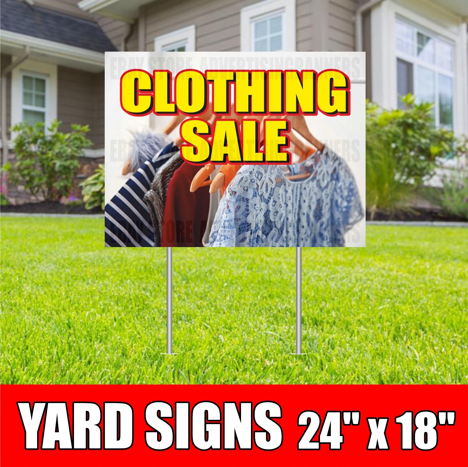 CLOTHING SALE Yard Sign with H-Stakes Discount Big Sale Shop CLEARANCE SALE