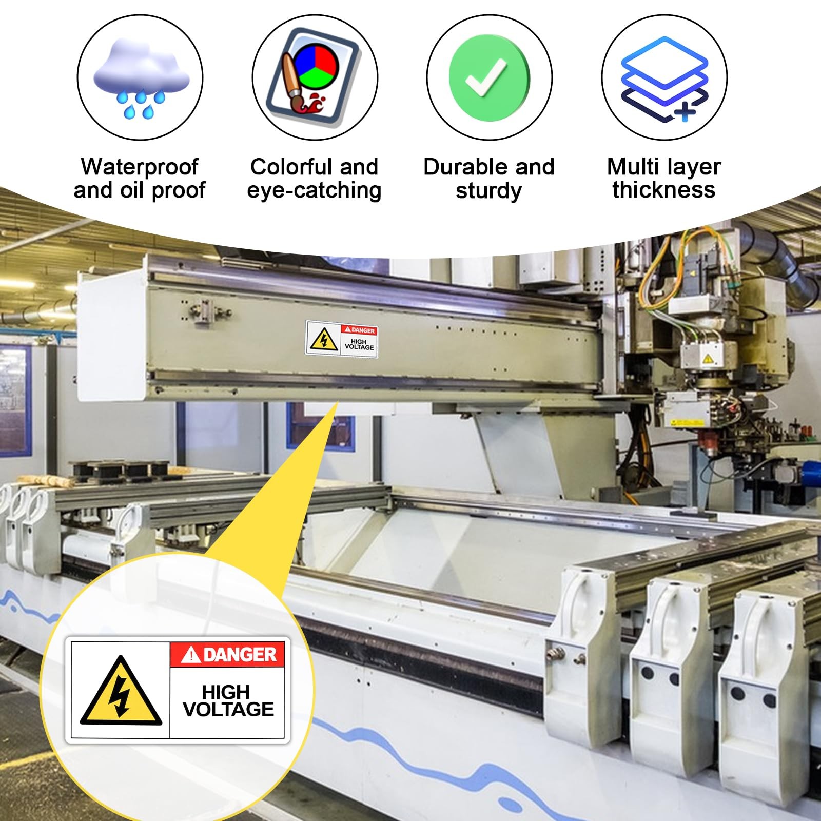6 Sheets High Voltage Electric Panel Labels Industrial Warning Safety Stickers