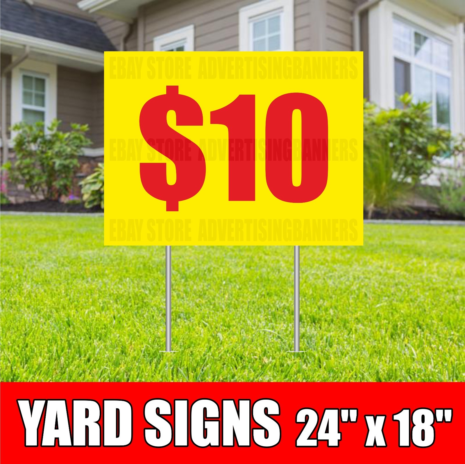 $10 Yard Sign with H-Stakes Lawn Sign SALE Discount Clearance Fixed Price Shop