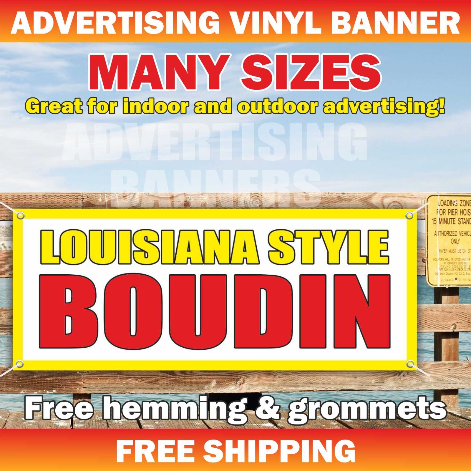 LOUISIANA STYLE BOUDIN Advertising Banner Vinyl Mesh Sign Bar Restaurant balls