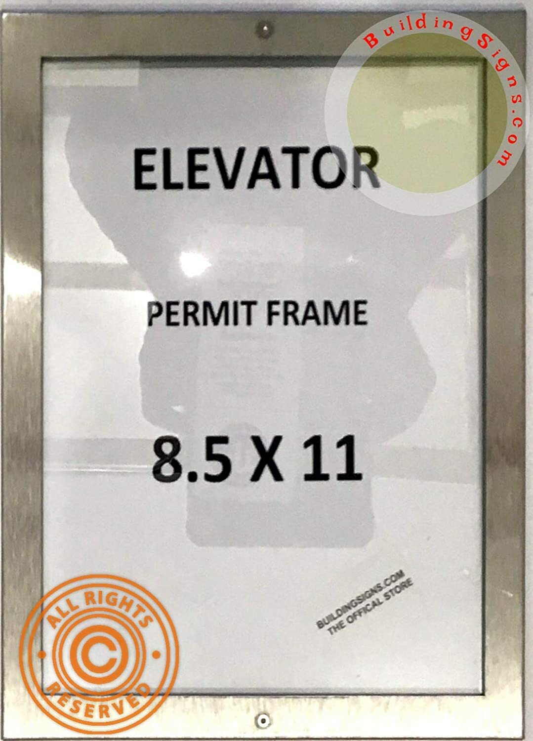 Elevator Permit Frame 8.5×11 (Lockable !!!, Stainless Steel-REF24-1027