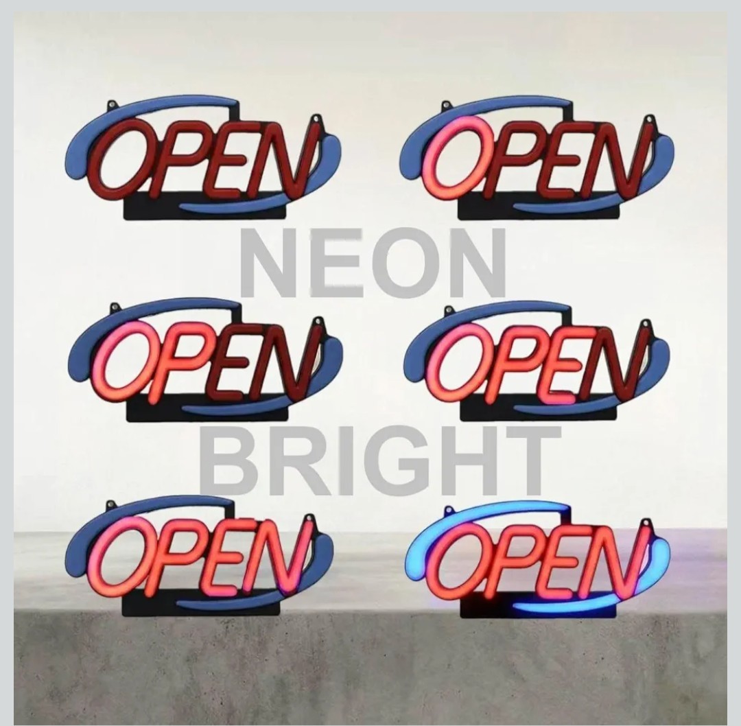 20&Prime; Super Bright Red & Blue Option Neon LED OPEN Sign for Business