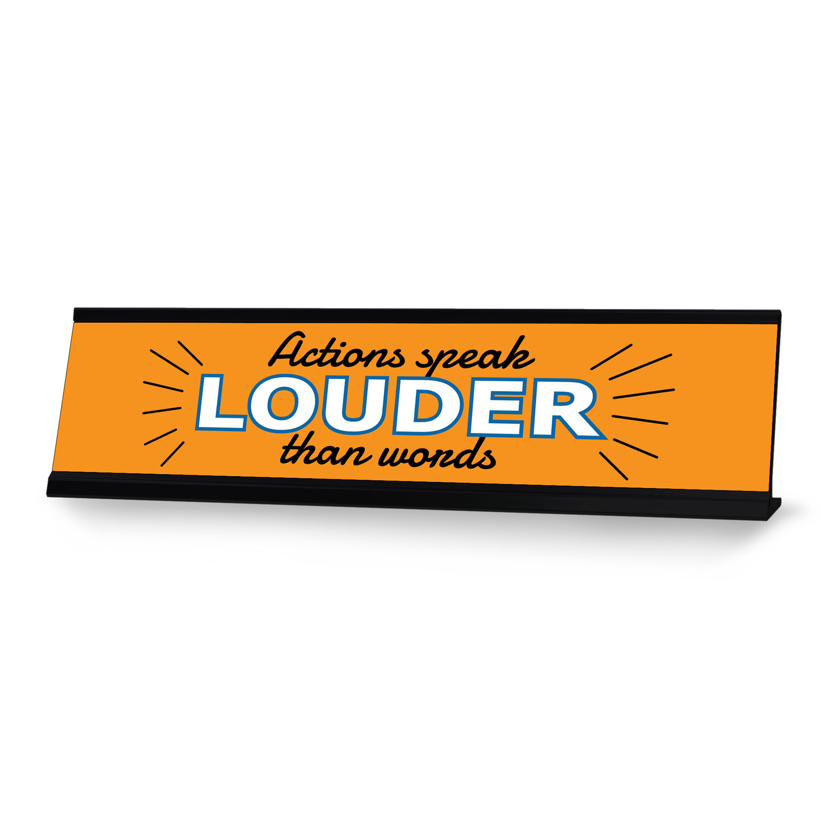 Signs ByLITA Actions Speak Louder Than Words, Black Frame Desk Sign (2×8&Prime;)