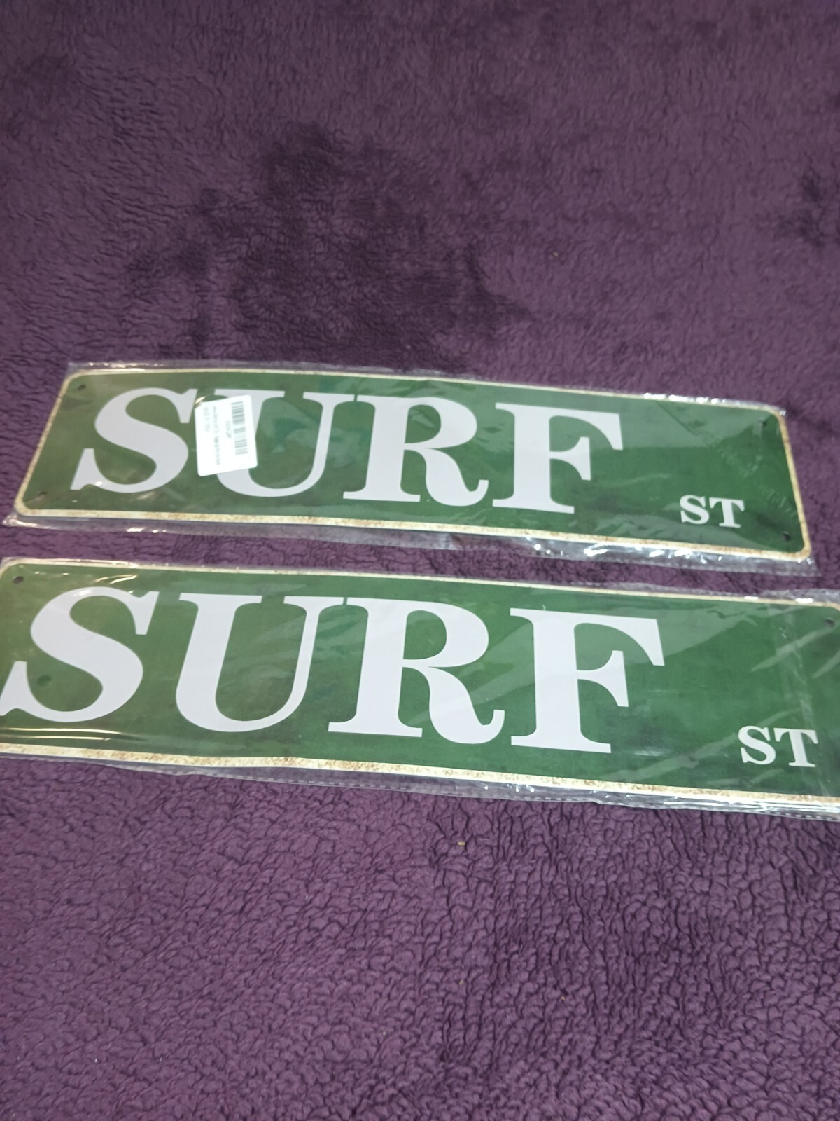 4&Prime; X 15&Prime; Aluminum Street Sign « SURF ST » Green & White W/ 4 Mounting Holes