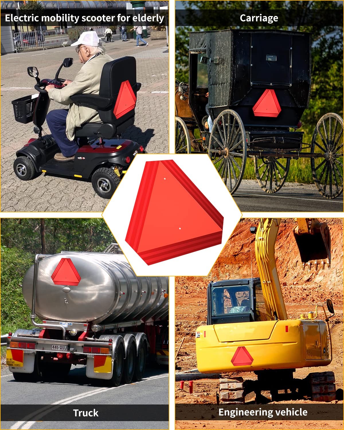 Slow Moving Vehicle Sign 2 Pack 7 x 8 Diamond Grade Reflective Slow Moving Decal