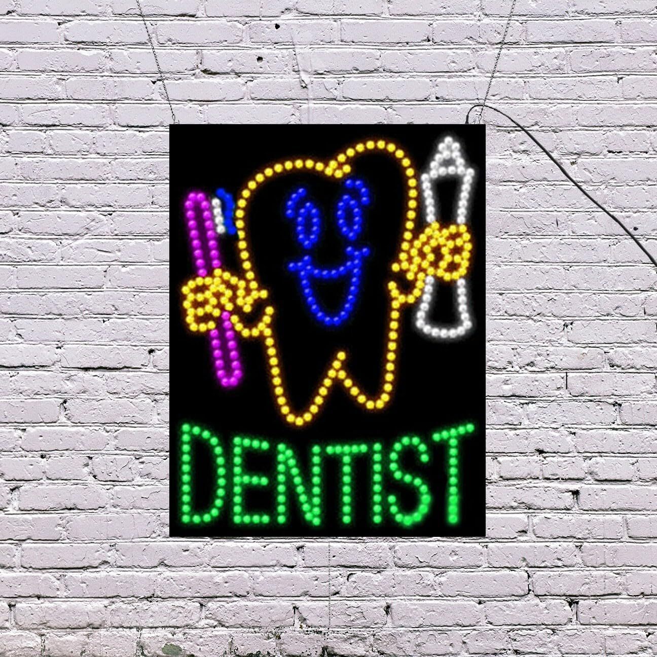 LED Dentist Sign | Light Up Sign | 26&Prime;H x 20&Prime;W x 2&Prime;D