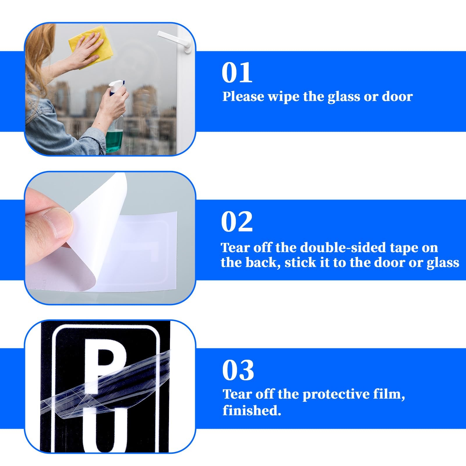 2 PCS Push Pull Door Signs, Vertical Push Pull Door Stickers Sign -Adhesive D…